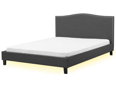 Fabric EU Super King Bed White LED Grey MONTPELLIER