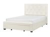 Zamatová posteľ s úložným priestorom 140 x 200 cm krémová LIEVIN_902394