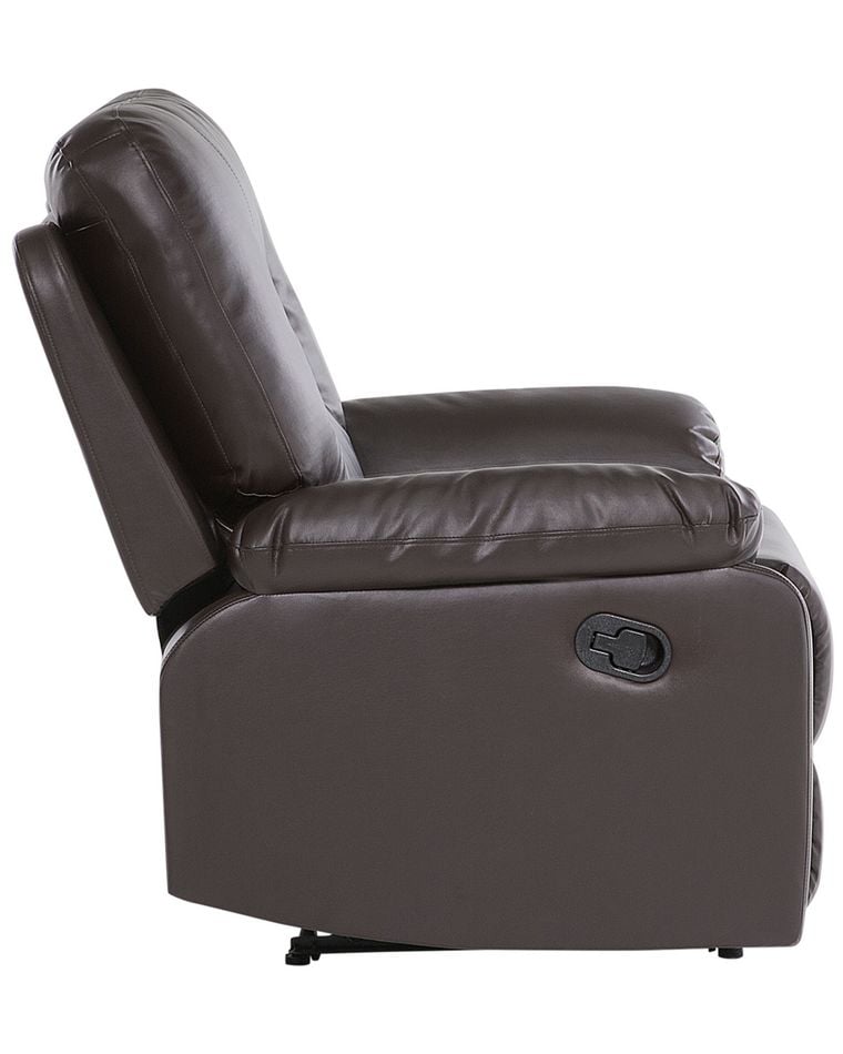 Faux Leather Manual Recliner Chair Brown BERGEN Beliani.co.uk