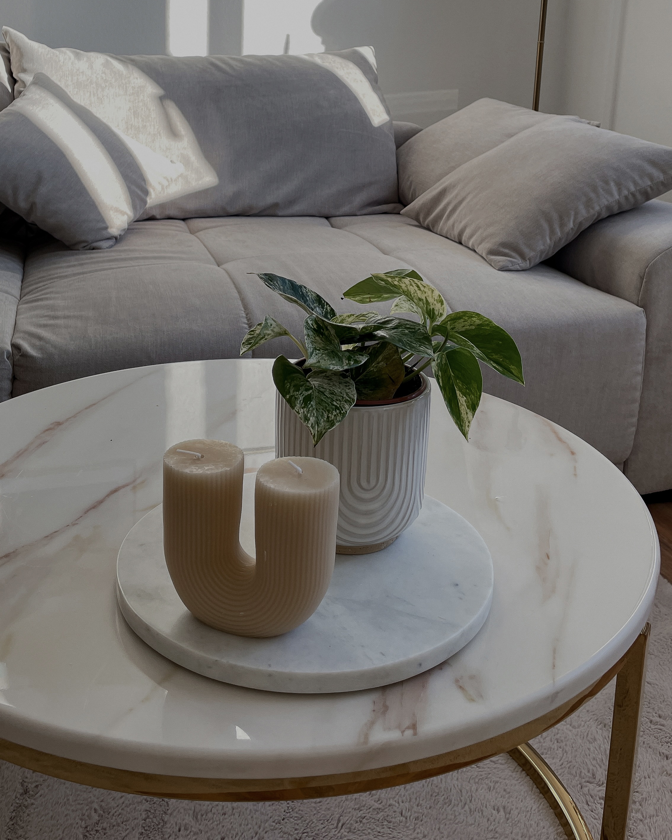 Sohvapöytä marmorikuvio beige/kulta CORAL_856878