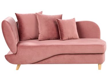 Chaise-longue à esquerda com arrumação em veludo rosa MERI II