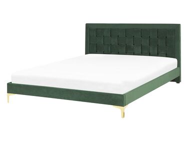 Zamatová posteľ 140 x 200 cm zelená LIMOUX