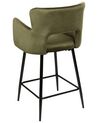 Conjunto de 2 sillas de bar de terciopelo verde oliva SANILAC_912694