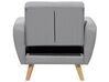 Ensemble canapés et fauteuil en tissu gris clair 6 places avec pouf FLORLI_705059