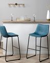 Set of 2 Fabric Bar Chairs Blue FRANKS_725055