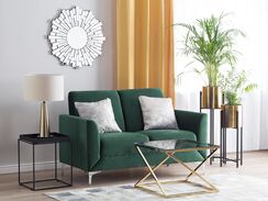 2-istuttava sohva samettinen vihreä