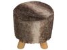 Faux Fur Footstool Brown and Beige TOPEKA_687649
