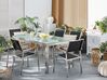 Sada záhradného nábytku stôl s bielou sklenenou doskou 180 x 90 cm 6 čiernych stoličiek GROSSETO_725282