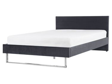 Łóżko welurowe 160 x 200 cm szare BELLOU