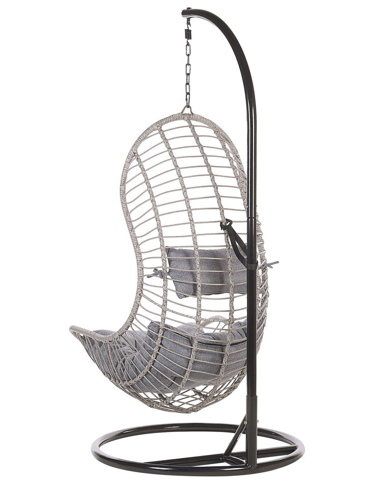 PE Rattan Hanging Chair with Stand Grey Beliani.co.uk