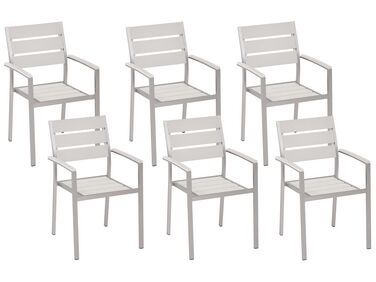 Set of 6 Garden Dining Chairs White VERNIO