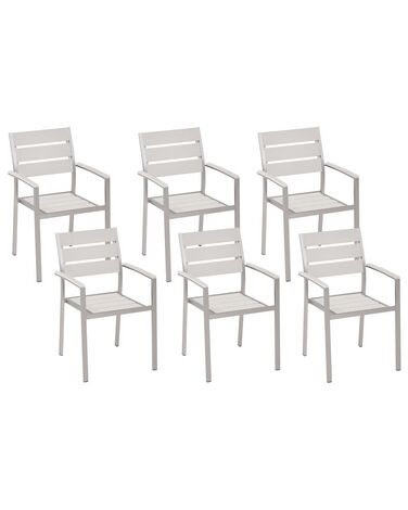 Conjunto de 6 sillas de jardín de metal blanco/plateado VERNIO