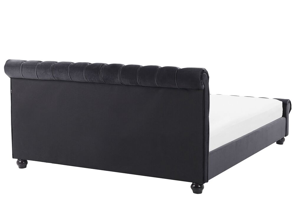 Velvet EU Super King Size Bed Black AVALLON Beliani.co.uk