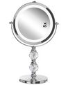 Sminkspegel med LED ø 18 cm silver CLAIRA_813660