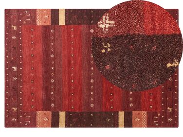 Gabbeh Teppich Wolle rot 140 x 200 cm Hochflor SINANLI