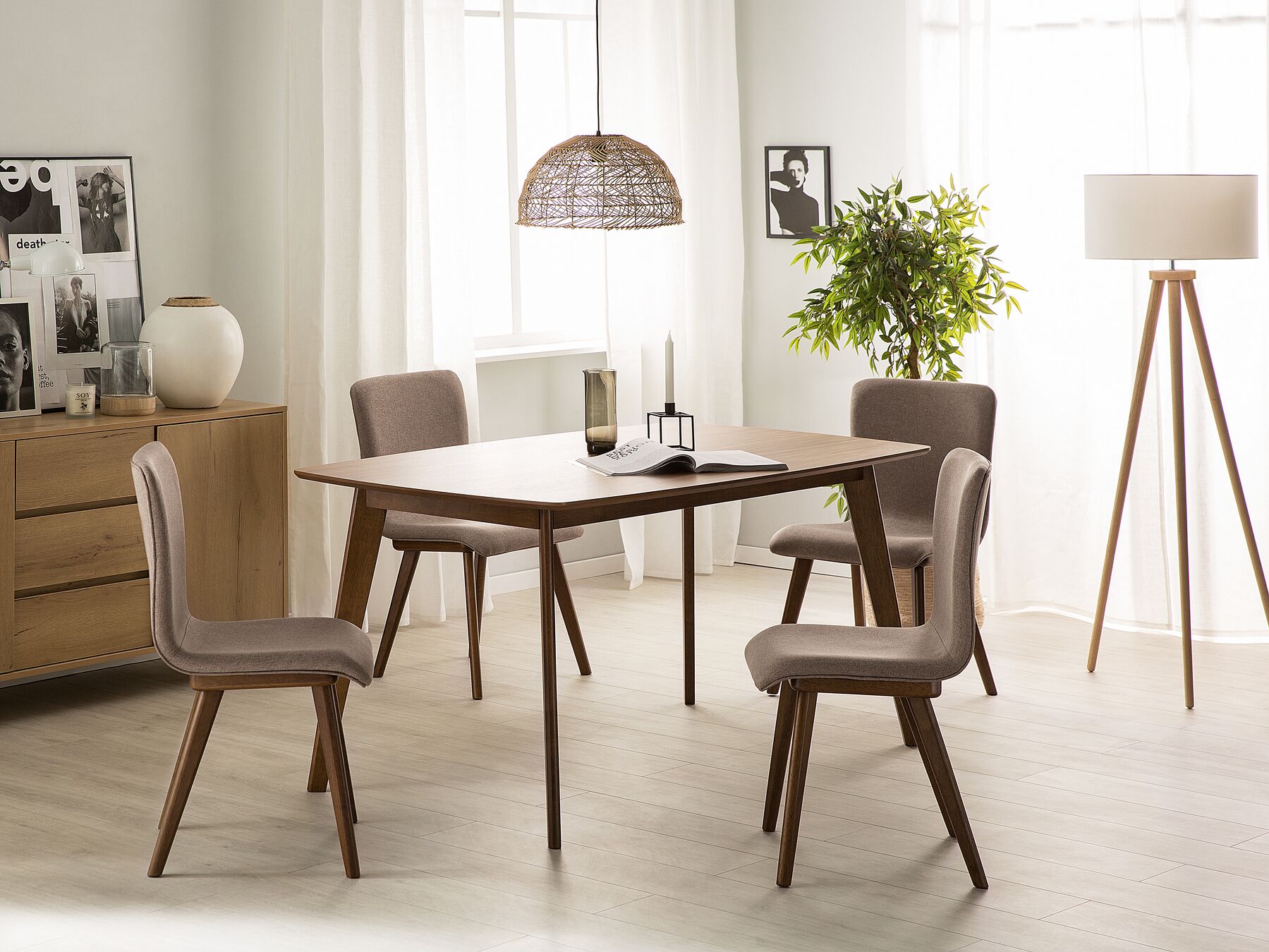 Dining Table 150 x 90 cm Dark Wood IRIS Beliani.co.uk