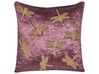 Embroidered Velvet Cushion Dragonfly Motif 45 x 45 cm Purple DAYLILY_892722