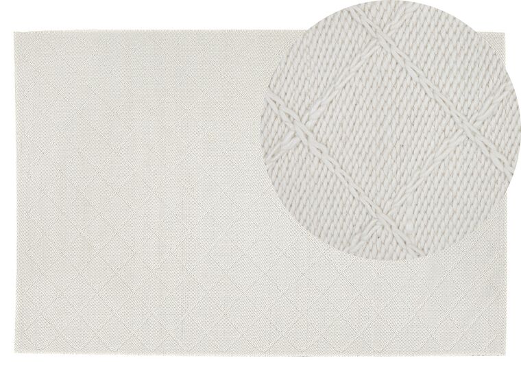 Teppich Wolle cremeweiß 140 x 200 cm Kurzflor ELLEK_802976