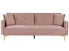 Sofa rozkładana welurowa różowa LUCAN_810446