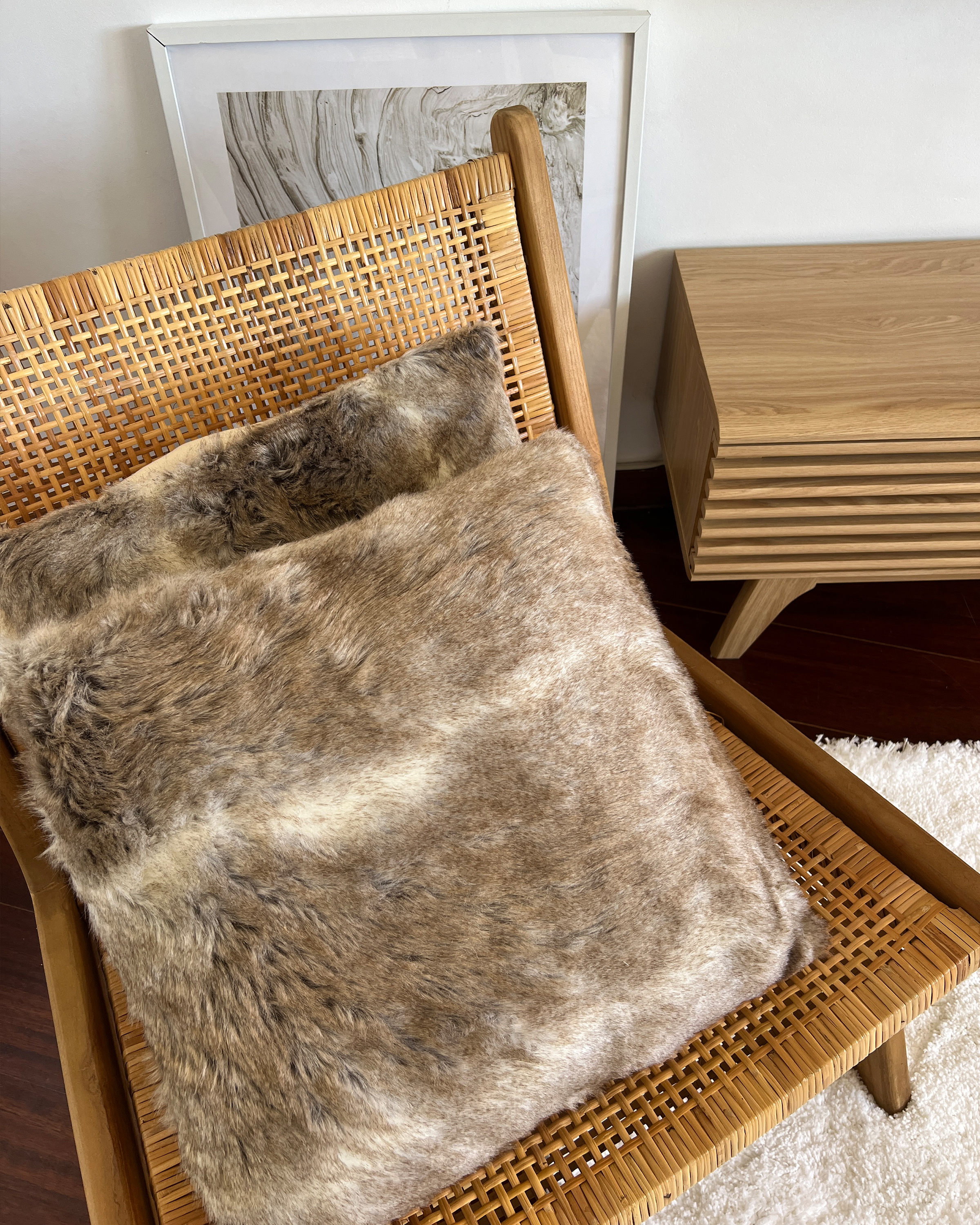 Set of 2 Faux Fur Cushions 45 x 45 cm Brown HORDEUM_895648
