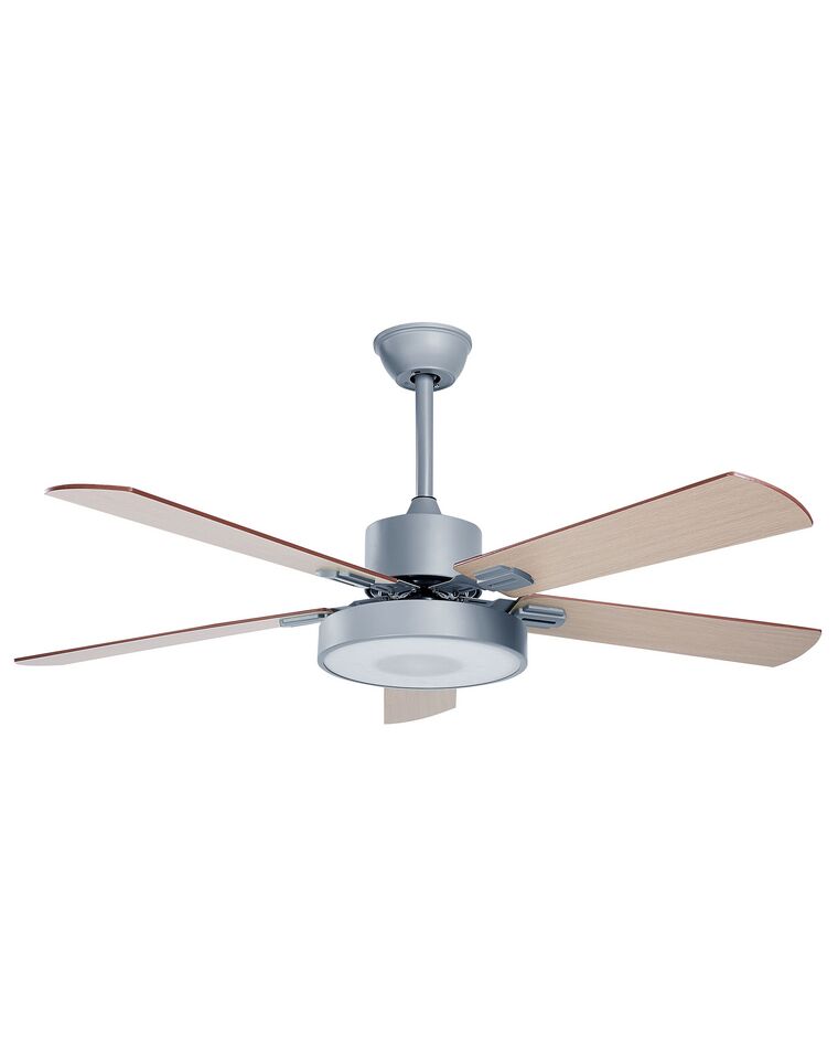 Ceiling Fan with Light Grey and Light Wood HOBBLE_862437