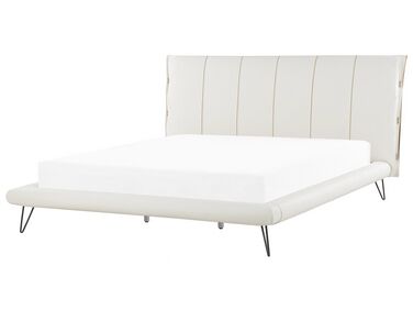 Biela posteľ z umelej kože 180 x 200 cm  BETIN