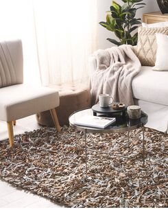 Matto nahka ruskea/harmaa 160 x 230 cm MUT Matto nahka ruskea/harmaa 160 x 230 cm MUT