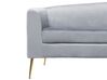4 Seater Curved Velvet Sofa Light Grey MOSS_851320