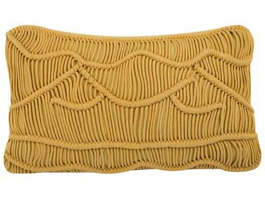 Cotton Macramé Cushion 30 x 50 cm Yellow KIRIS