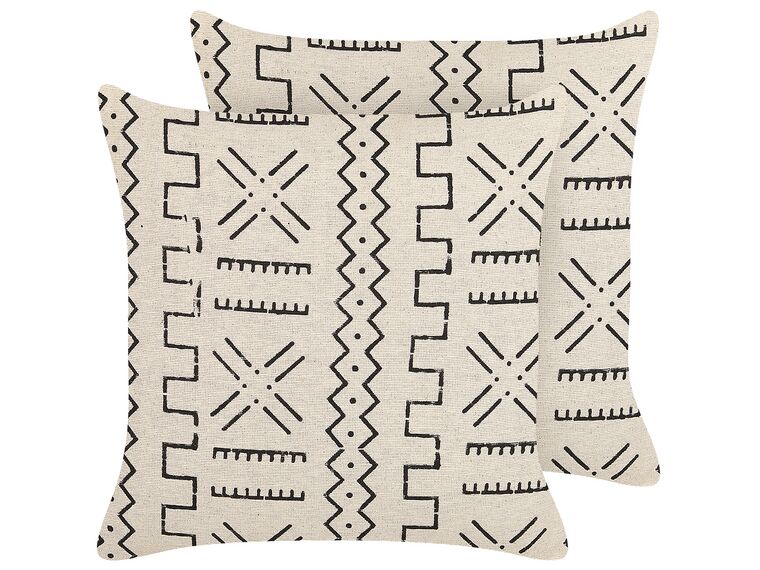 Set of 2 Cotton Cushions Geometric Pattern 45 x 45 cm White and Black MYRICA_838825
