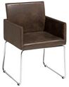 Conjunto de 2 sillas de comedor de poliéster marrón oscuro/plateado GOMEZ_682350