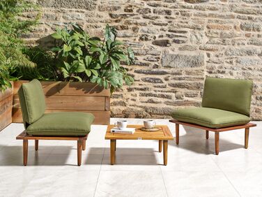 2 Seater Certified Acacia Wood Garden Sofa Set Olive Green FRASCATI