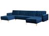 Sofá-cama em forma de U de 5 lugares em veludo azul marinho ABERDEEN_737949