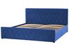 Bett Samtstoff marineblau Lattenrost Bettkasten hochklappbar 180 x 200 cm ROCHEFORT_857379
