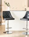 Conjunto de 2 sillas de bar de piel sintética negro/madera oscura/plateado VANCOUVER_743146