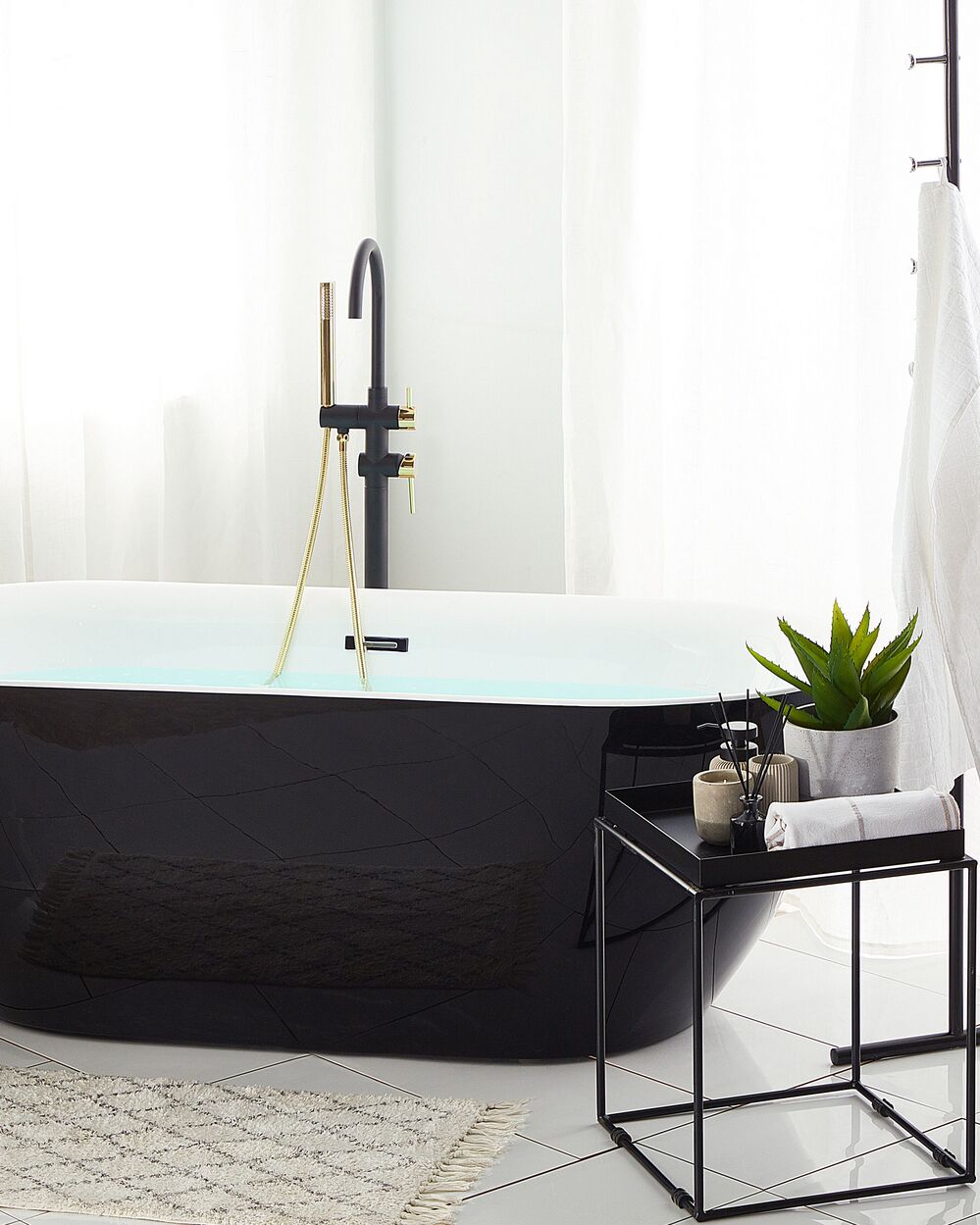 Badkuip vrijstaand zwart 170 cm - ✓ Levering