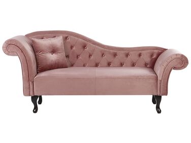 Chaise longue fluweel roze linkszijdig LATTES