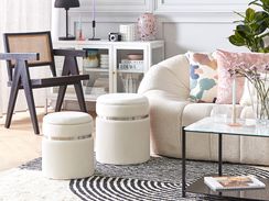 Luonnonvalkoinen samettiverhoiltu rahi säilytystilalla 2 kpl CAMDENTON