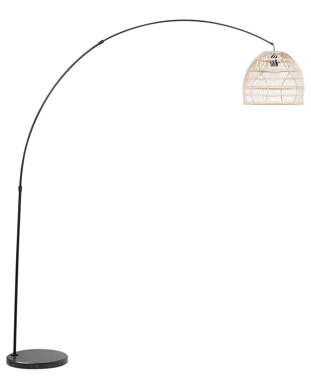 Lámpara De Mesa De Ratán Boho - Pantalla De Tela Blanca, 49 Cm Altura, Estilo Natural, Luz Ambiente