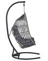 Cadeira suspensa em rattan cinzento escuro com suporte SESIA_806051