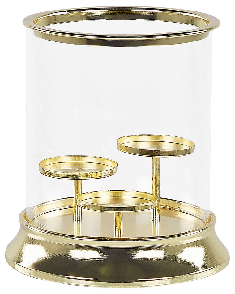 Glass Hurricane Candle Holder 24 cm Gold CILEGON_817689
