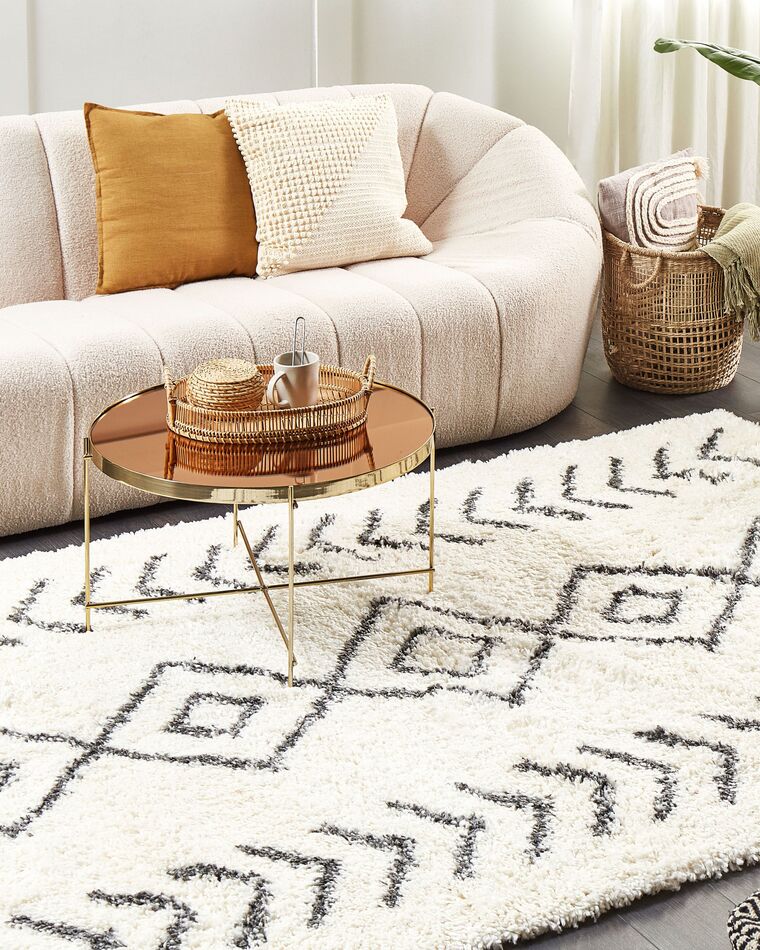 Shaggy Area Rug 160 x 230 cm White and Grey AYRUM Beliani.co.uk
