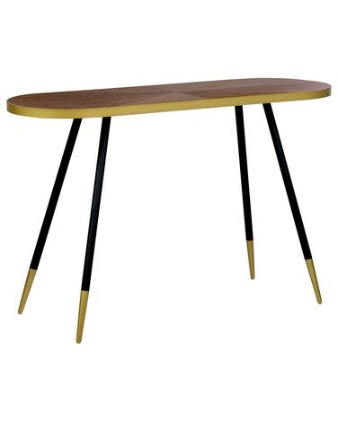 Konzolový stolek tmavé dřevo/zlatá RAMONA