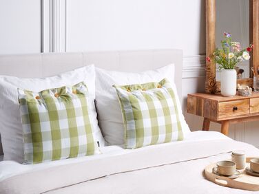Set of 2 Cushions Checked 45 x 45 cm Green TAMNINE