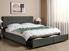 Łóżko z szufladami tapicerowane 180 x 200 cm ciemnoszare LA ROCHELLE_744562