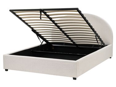 Łóżko z pojemnikiem tapicerowane 160 x 200 cm złamana biel VAUCLUSE