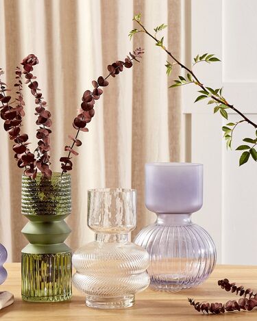 Blomvas 24 Cm Glas Lila RODIA Beliani se blomvas-24-cm-glas-lila-rodia-beliani-se