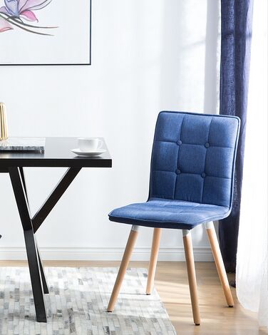 Set of 2 Fabric Dining Chairs Blue BROOKLYN
