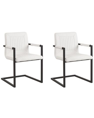 Conjunto de 2 sillas de comedor de piel sintética blanco crema/negro BRANDOL