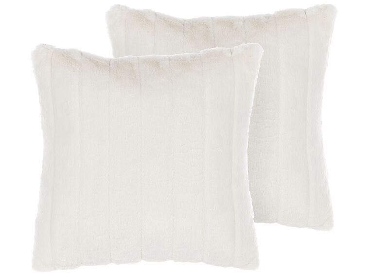 Set di 2 cuscini pelliccia bianco 45 x 45 cm PUMILA_822110